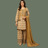 Lawn three piece suit with Farshi shalwar