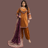 Lawn Three Piece Suit With Farshi Shalwar