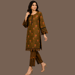 Khaddar three piece suit with khaddar dupatta