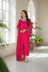 Lawn Three Piece Suit With Chiffon Dupatta