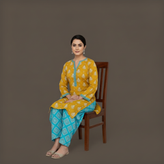 Lawn Two Piece Suit With Farshi Shalwar