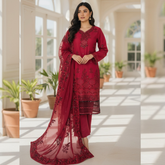Embroidered Lawn Three Piece Suit With Chiffon Dupatta