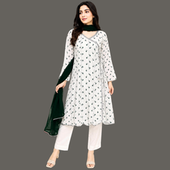 Lawn Three Piece Suit with Chiffon Dupatta