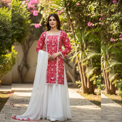 Chiffon Three piece suit with Chiffon dupatta