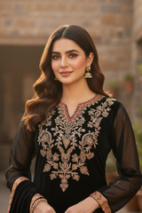 Chiffon Three Piece Suit with Chiffon Dupatta