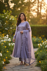Stone Sheesha Silk Three Piece Frock