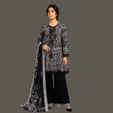 Lawn three piece frock with lawn dupatta