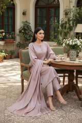 Stone Sheesha Silk Three Piece Suit With Sheesha Silk Dupatta