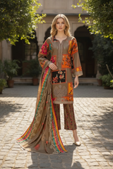 Embroidered Lawn Three Piece Suit with Lawn Dupatta
