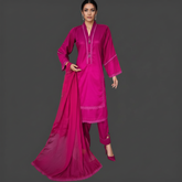 Lawn Three piece Suit with Chiffon Dupatta