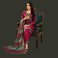 Lawn Three Piece Suit With Lawn Dupatta