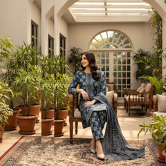Lawn Three Piece Suit With Lawn Dupatta