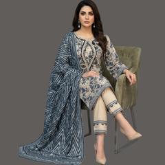 Lawn Three Piece Suit With Lawn dupatta