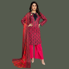Lawn Three Piece Suit With Lawn Dupatta