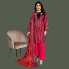 Lawn Three Piece Suit With Lawn Dupatta