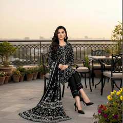 Lawn Three Piece Suit With Lawn Dupatta