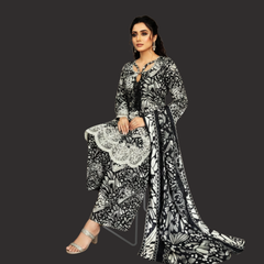 Embroidered Lawn Three Piece Suit With lawn Dupatta