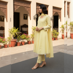 Lawn Three Piece Frock With Chiffon Dupatta