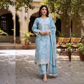 Embroidered Lawn Three Piece Suit With Chiffon Dupatta
