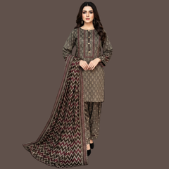 Lawn Three Piece Suit With Lawn Dupatta