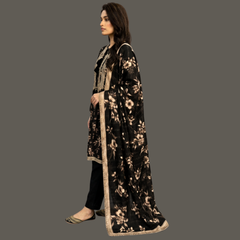 Lawn three piece frock with lawn dupatta