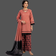 Chikankari three piece suit with Chiffon dupatta