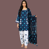 Lawn three piece suit with Farshi shalwar