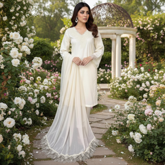 Lawn Three Piece Suit With Chiffon Dupatta
