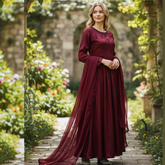 Sheesha Silk Three piece Frock With Sheesha Silk Dupatta