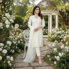 Lawn Three Piece Suit With Chiffon Dupatta