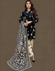 Lawn Three Piece Frock With Lawn Dupatta
