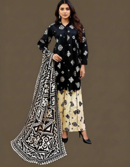 Lawn Three Piece Frock With Lawn Dupatta