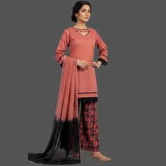 Chikankari three piece suit with Chiffon dupatta