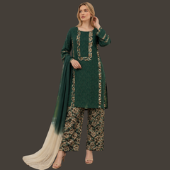 Chikankari Lawn Three piece suit with Chiffon dupatta