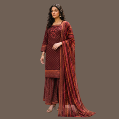 Lawn three piece suit with lawn dupatta