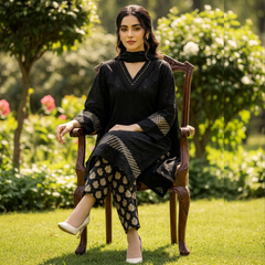 Chikankari three Piece suit with Chiffon dupatta
