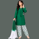 Lawn Three piece suit with Chiffon dupatta