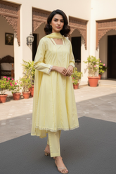 Lawn Three Piece Frock With Chiffon Dupatta