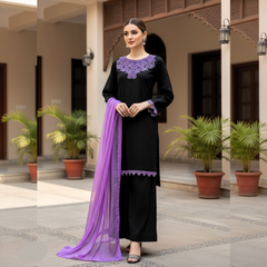 Lawn Three Piece Suit With Chiffon Dupatta