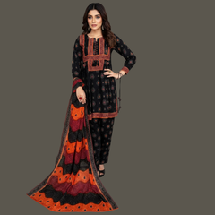 Lawn Three Piece open sides Frock With Lawn Dupatta