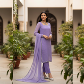Chiffon Three Piece Suit With Chiffon Dupatta