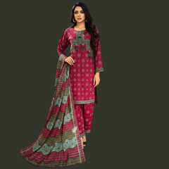 Lawn Three Piece Suit With Lawn Dupatta