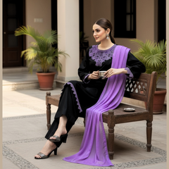 Lawn Three Piece Suit With Chiffon Dupatta