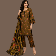Khaddar three piece suit with khaddar dupatta