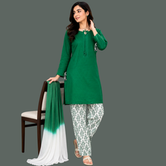 Lawn Three piece suit with Chiffon dupatta