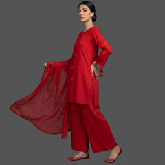 Lawn three piece suit with Chiffon dupatta