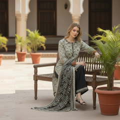 Lawn Three Piece Suit With Lawn Dupatta