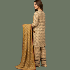 Lawn three piece suit with Farshi shalwar
