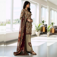 Lawn Three Piece Suit With Lawn Dupatta