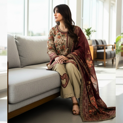 Lawn Three Piece Suit With Lawn Dupatta